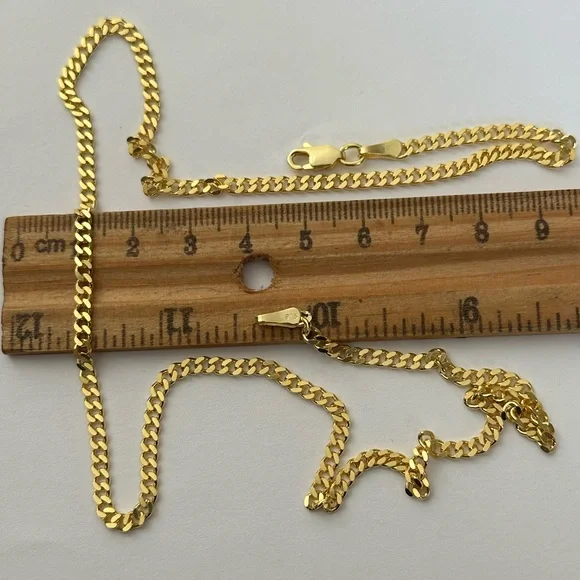 925 Silver 3mm necklace 20” cuban chain 18k yellow gold plated Unisex